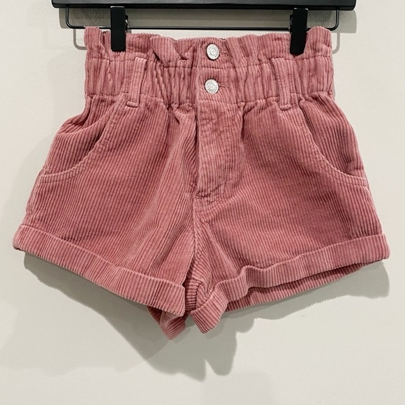 PACSUN Blush Corduroy Paperbag Mom Shorts High Waist Size XS - Picture 2 of 11